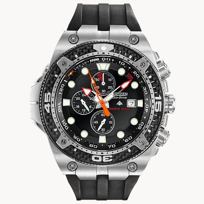 Promaster Depth Meter Chronograph Black Dial Polyurethane Strap BJ2135 00E CITIZEN
